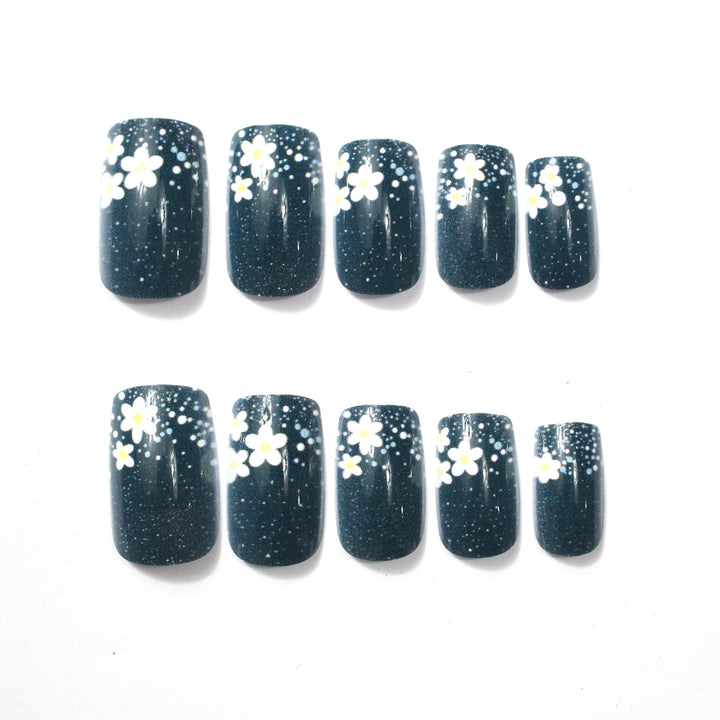 Floral Glitter Acrylic Nail Art Extensions Kalsten