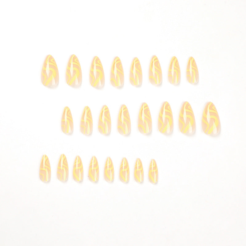 Artful Stiletto Nails with Modern Wave Design Kalsten
