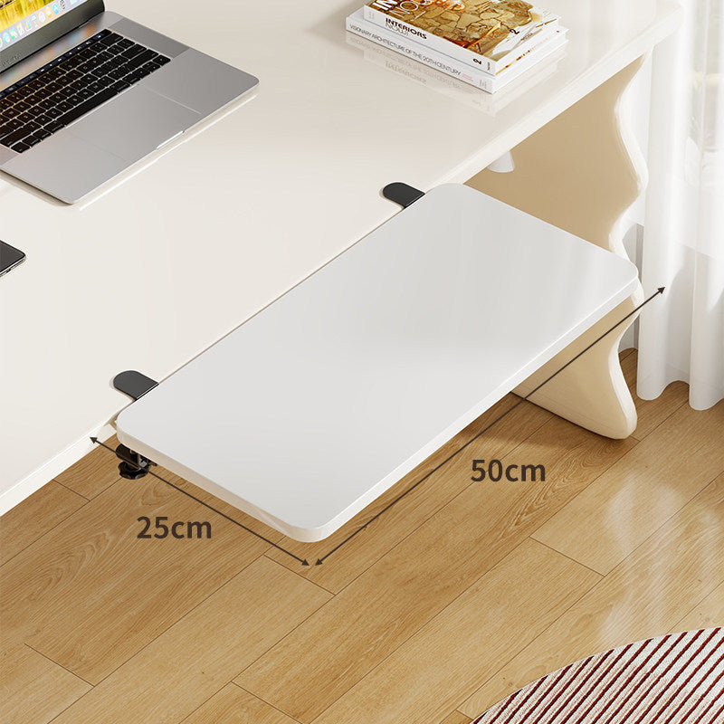 Under-Desk Bamboo Slide-Out Work Surface Clamp-Mounted Keyboard & Mouse Platform