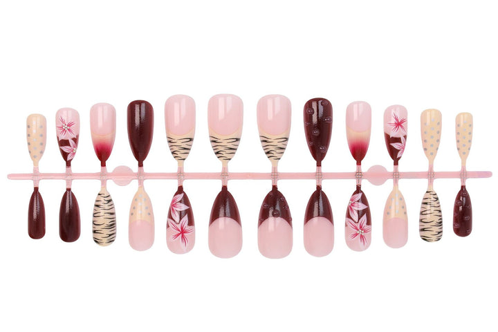 Artificial nail set with floral and animal designs Kalsten