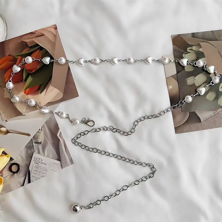 Elegant necklace with pearls and heart pendants Kalsten