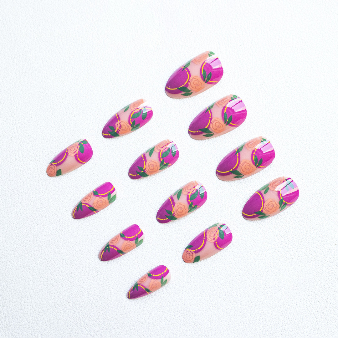Floral Rose Acrylic Nail Art