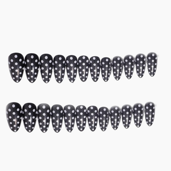 Artistic Almond-Shaped Press-On Nail Set with Polka Dot Design Kalsten