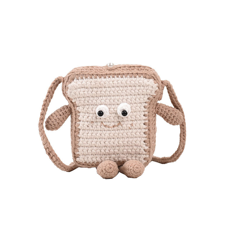Cute Crochet Toast-Themed Mini Backpack