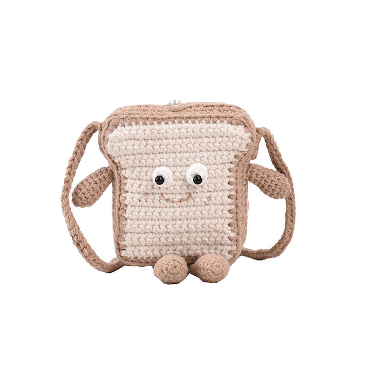 Cute Crochet Toast-Themed Mini Backpack
