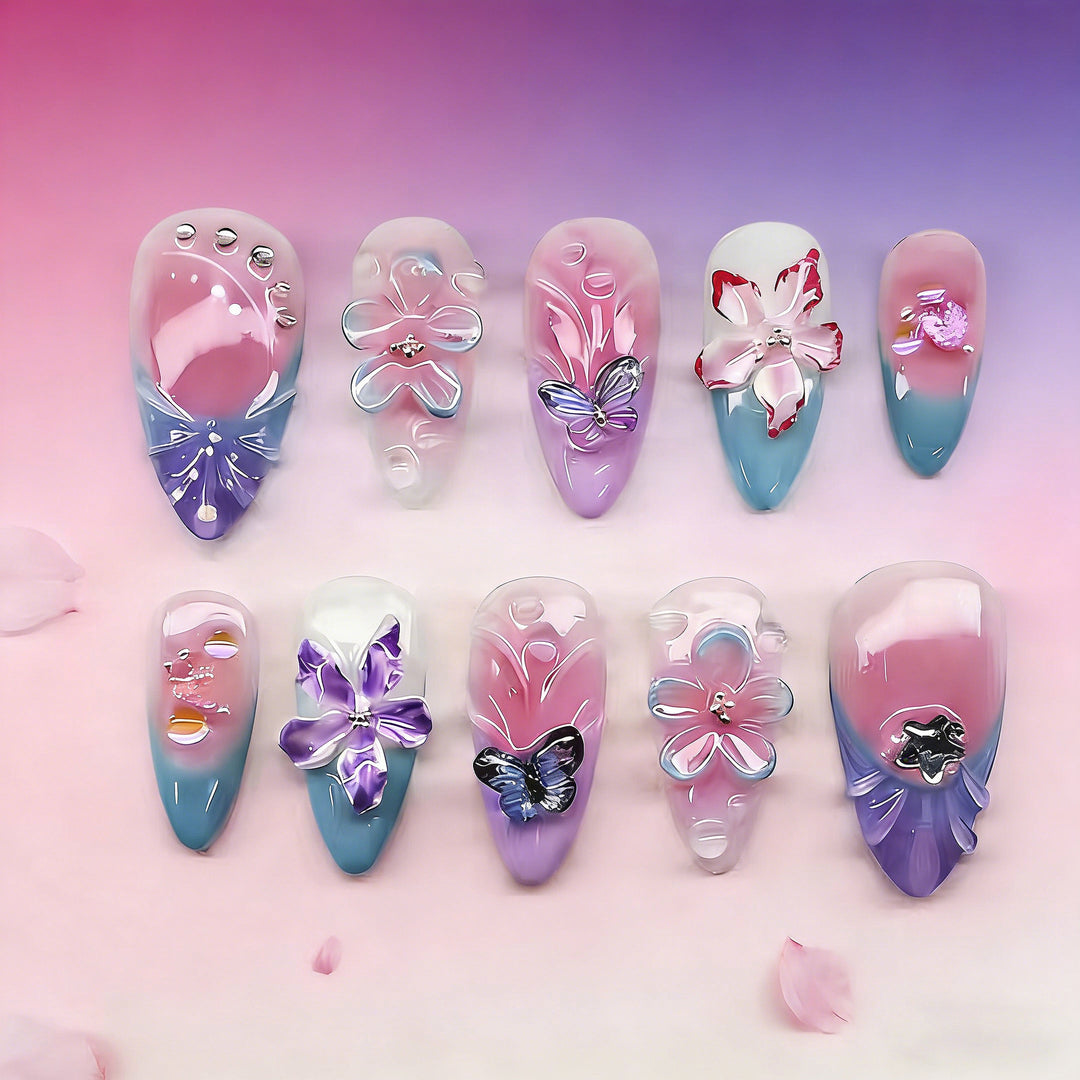 Elegant Artificial Nail Collection with Glitter Motifs Kalsten