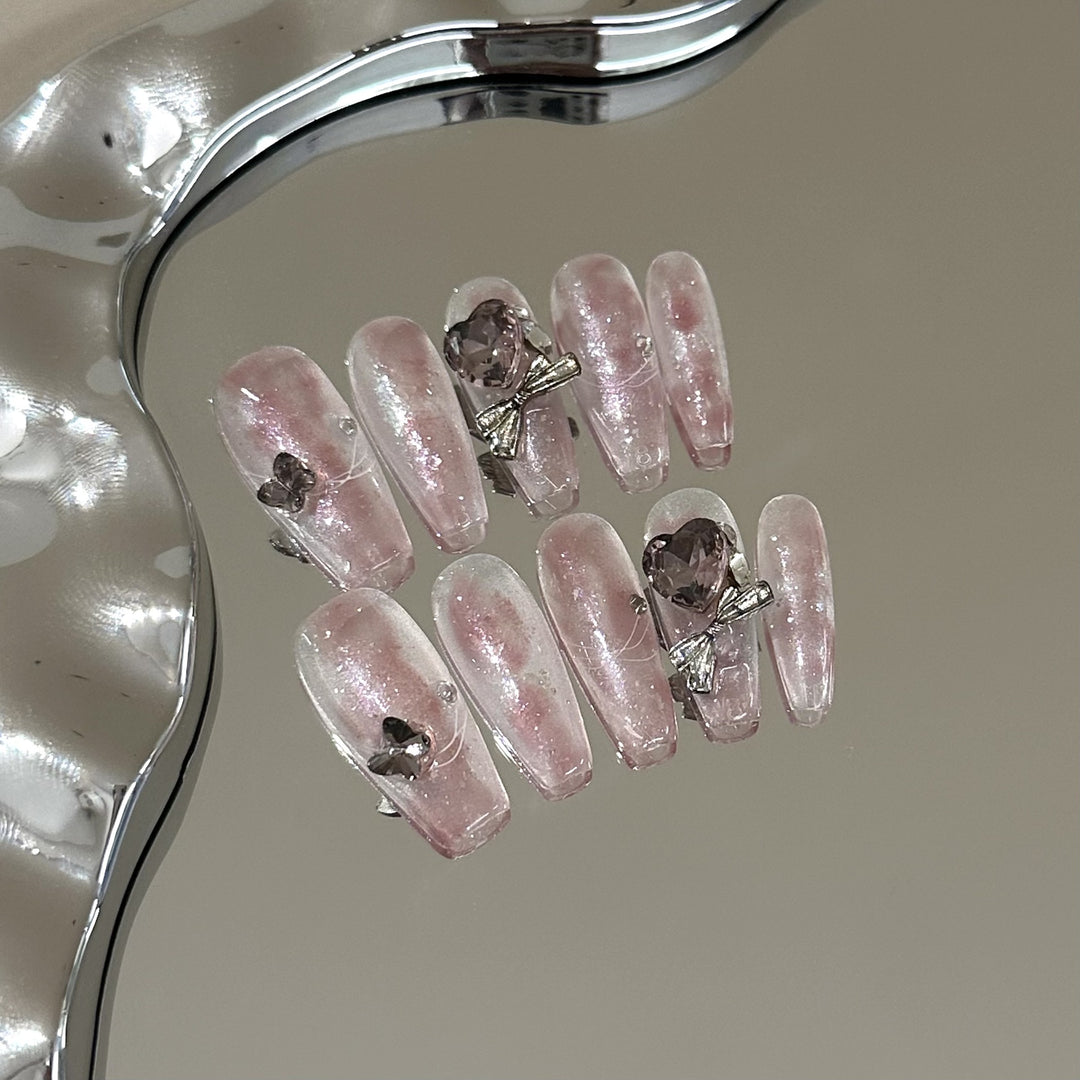 Glamorous Crystal-Embellished Press-On Nail Set
