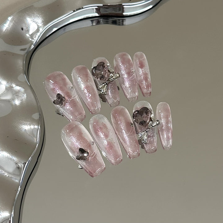 Glamorous Crystal-Embellished Press-On Nail Set