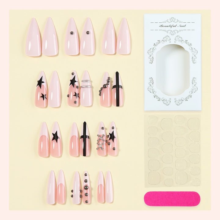 Acrylic nail set with stylish star and glitter accents Kalsten