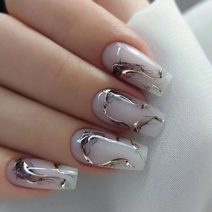 Marble Design Press-On Nail Extensions Kalsten