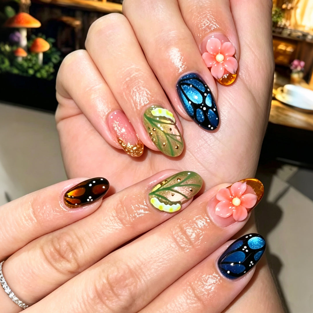 Artistic Floral-Design Press-On Nail Set