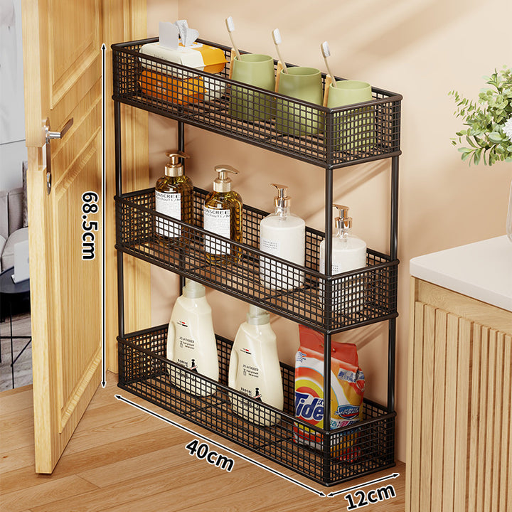 Slim Narrow Pull-Out Mesh Storage Organizer for Cabinet and Door Gap