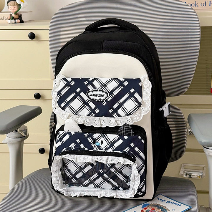 Stylish Multi-Pocket Backpack with Cute Decorative Accents Kalsten