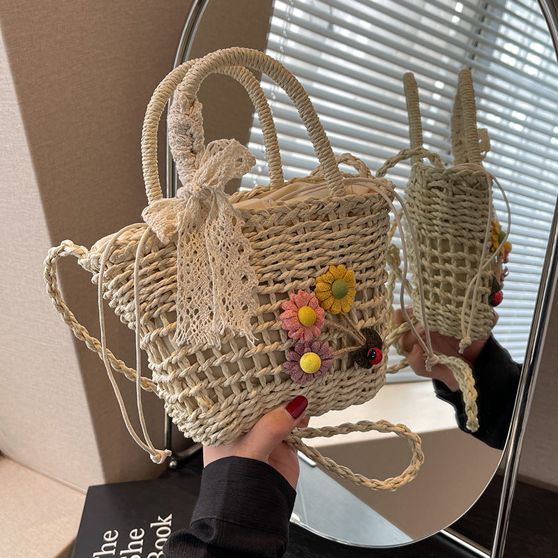 Handcrafted Floral Embroidered Woven Tote Bag
