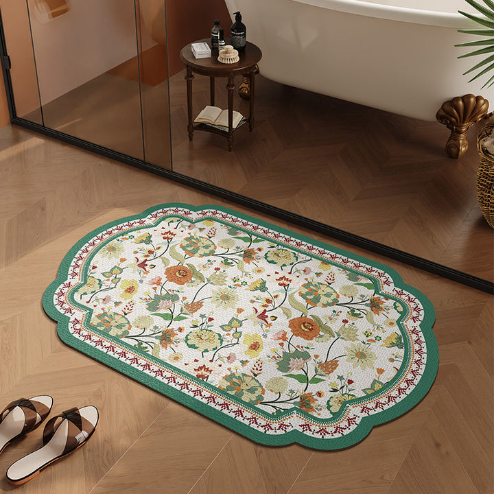 Elegant Floral Design Area Mat for Home