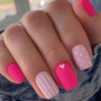 Heart-Embellished Nail Art Design Kalsten