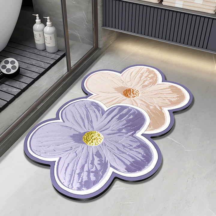 Floral Design Plush Bath Mat Kalsten
