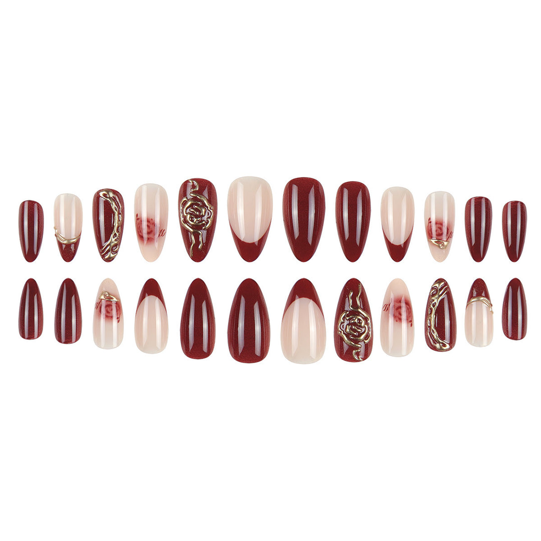 Luxury Artistic Press-On Nails with Embellished Design Kalsten