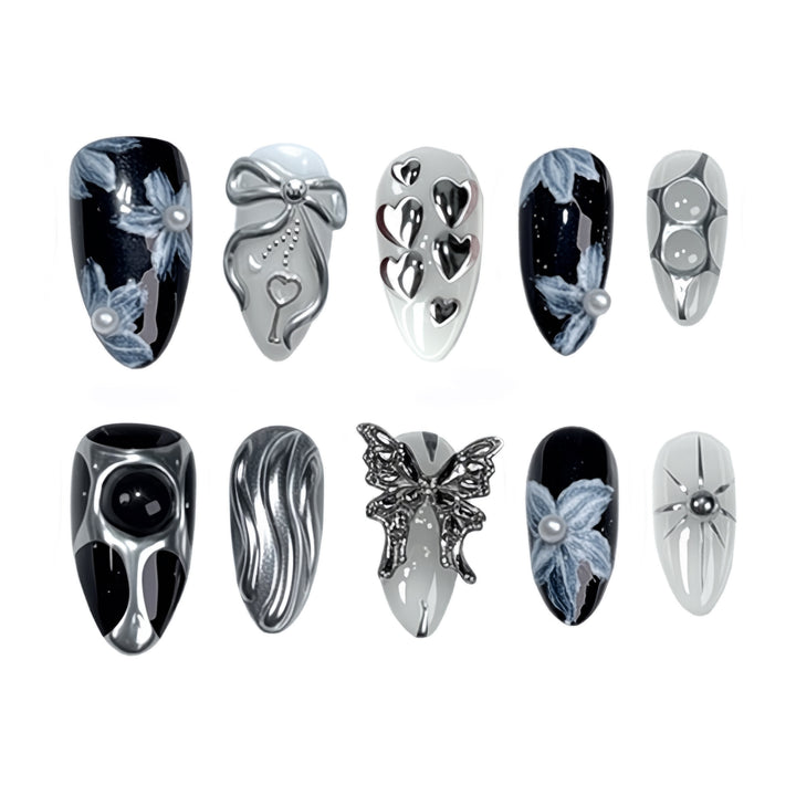 Acrylic nail set with glamorous golden accents Kalsten