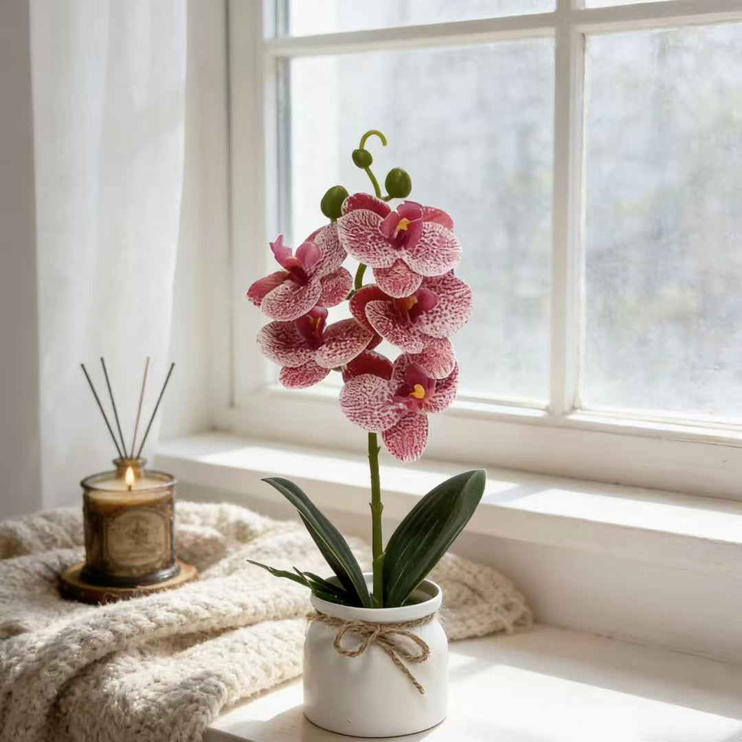 Lifelike Orchid Plant Arrangement for Indoor Home Decor