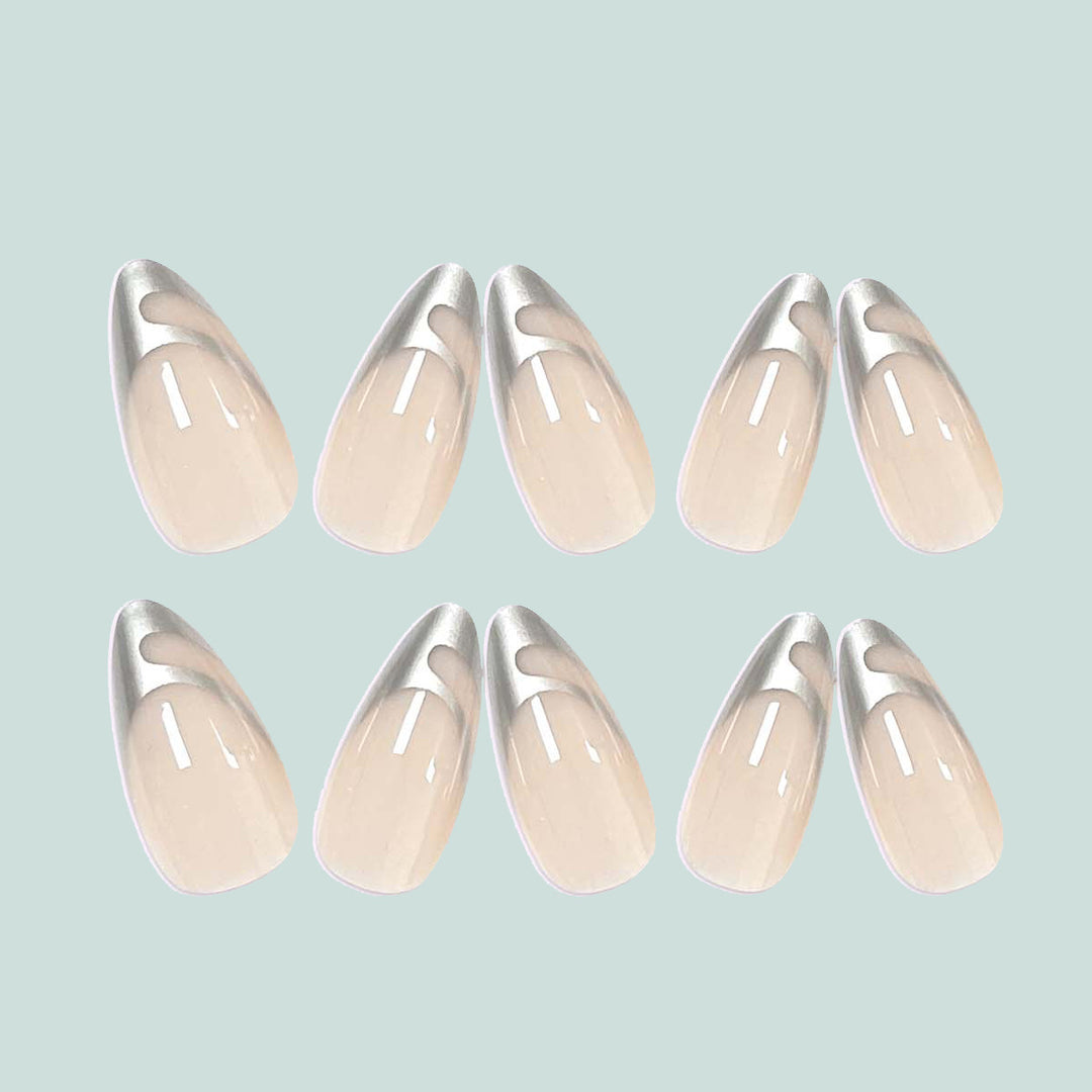 Exclusive Stiletto Artificial Nails with Metallic Accents Kalsten