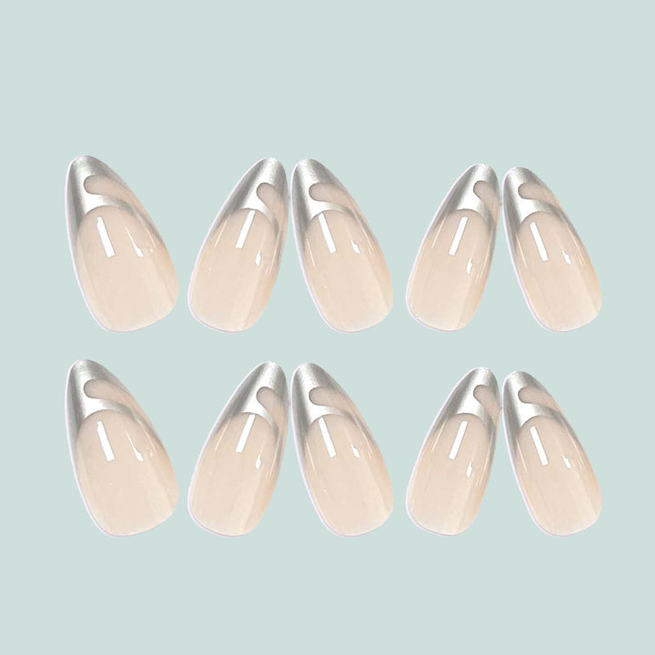 Exclusive Stiletto Artificial Nails with Metallic Accents Kalsten