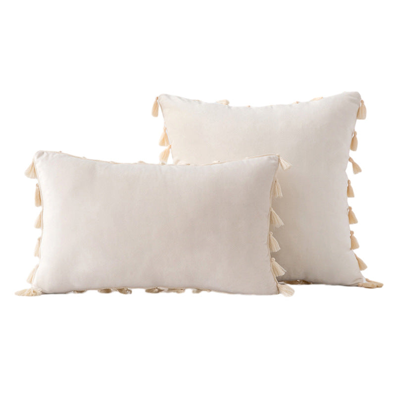 Velvet Tassel-Trim Square and Lumbar Decorative Pillow Set