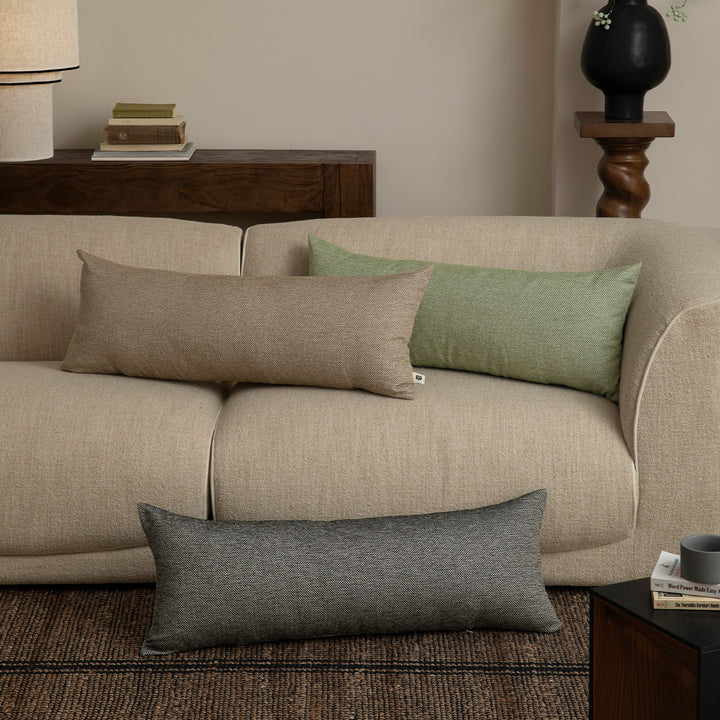 Long orthopedic lumbar support cushion in linen look