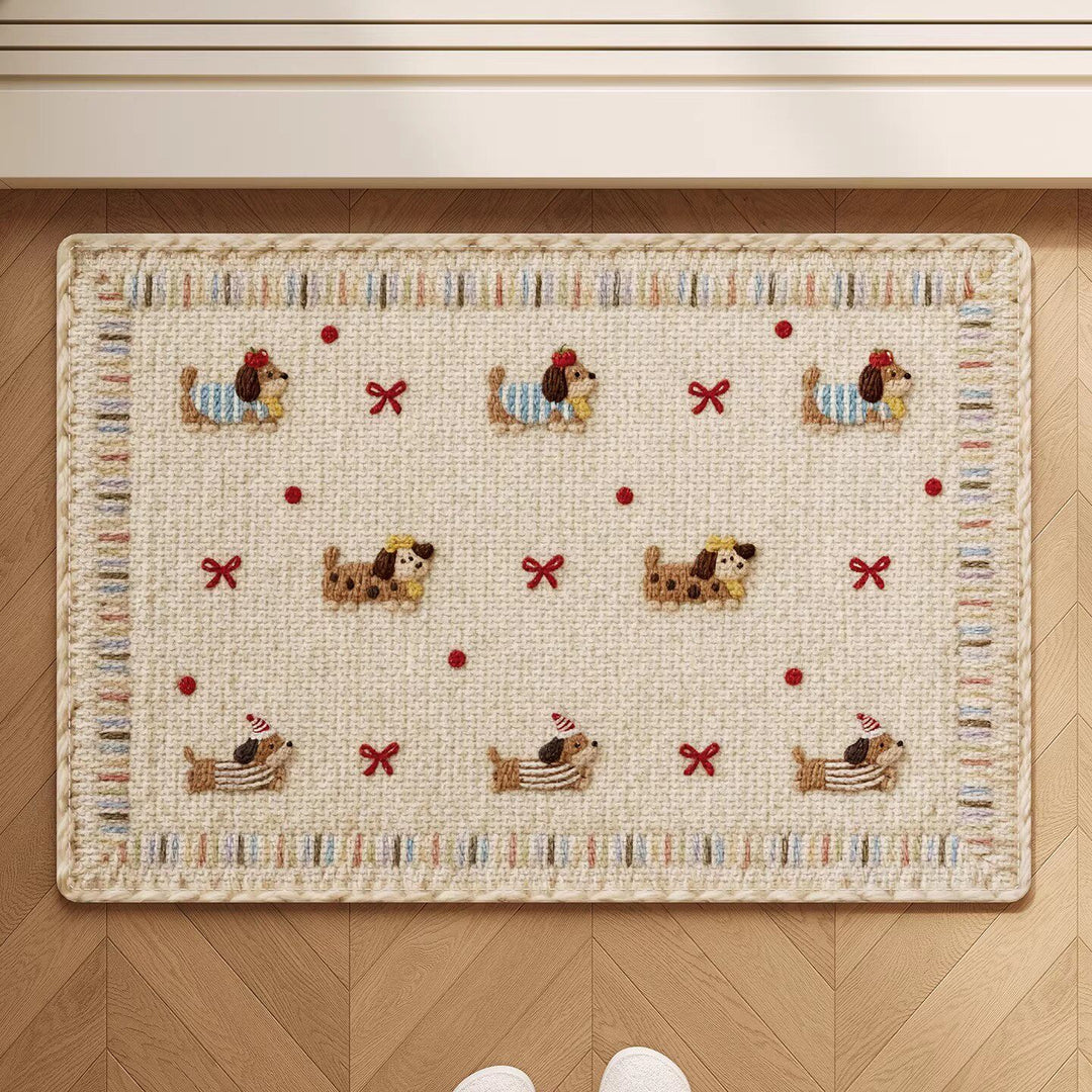 Decorative Bath Rug with Whimsical Dog Design