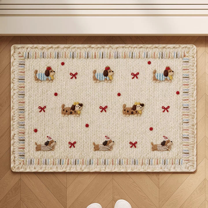 Decorative Bath Rug with Whimsical Dog Design