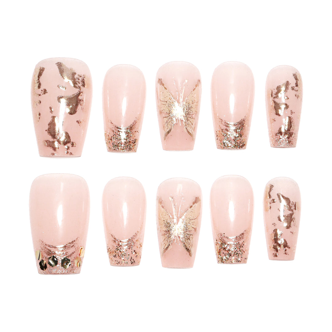 Artificial Nail Nail Art Set with Glitter and Floral Decorations Kalsten