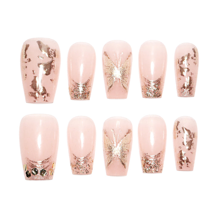 Artificial Nail Nail Art Set with Glitter and Floral Decorations Kalsten