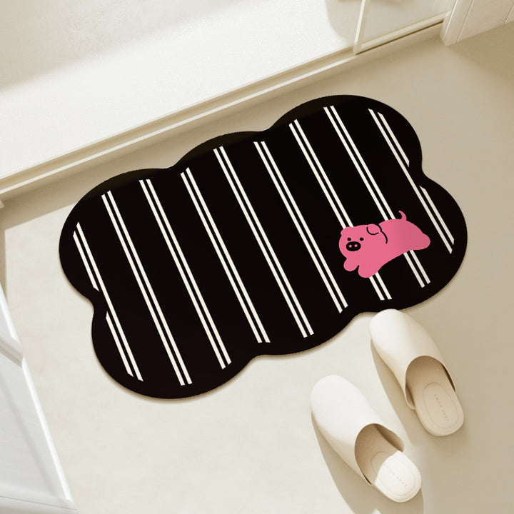 Cloud-Shaped Microfiber Anti-Slip Absorbent Bathroom Mat with Cartoon Dog Print