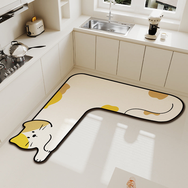 Cat-Shaped Decorative Kitchen Mat for Home