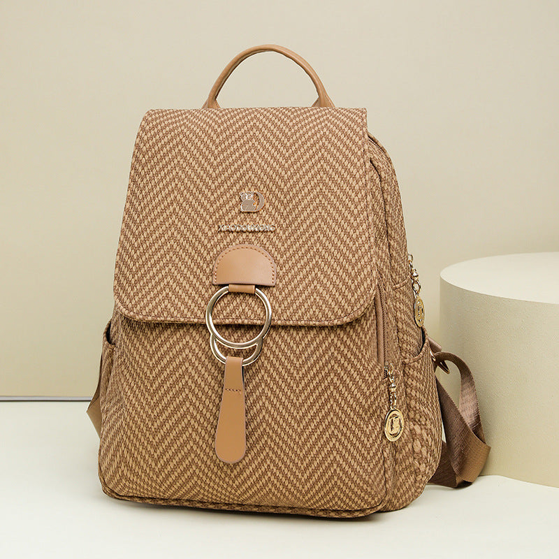 Multi-Compartment Herringbone Fashion Backpack Kalsten