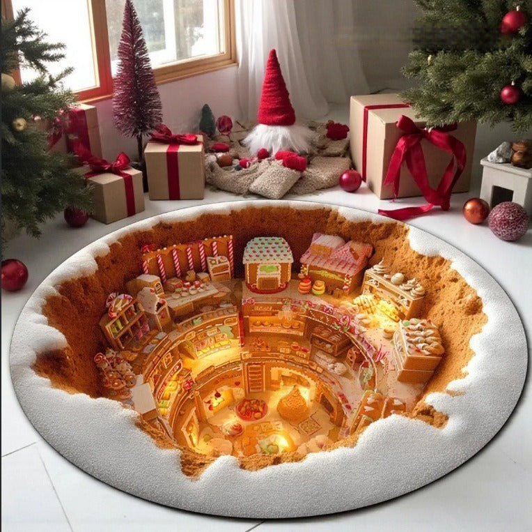 3D Holiday-Themed Circular Area Rug for Home