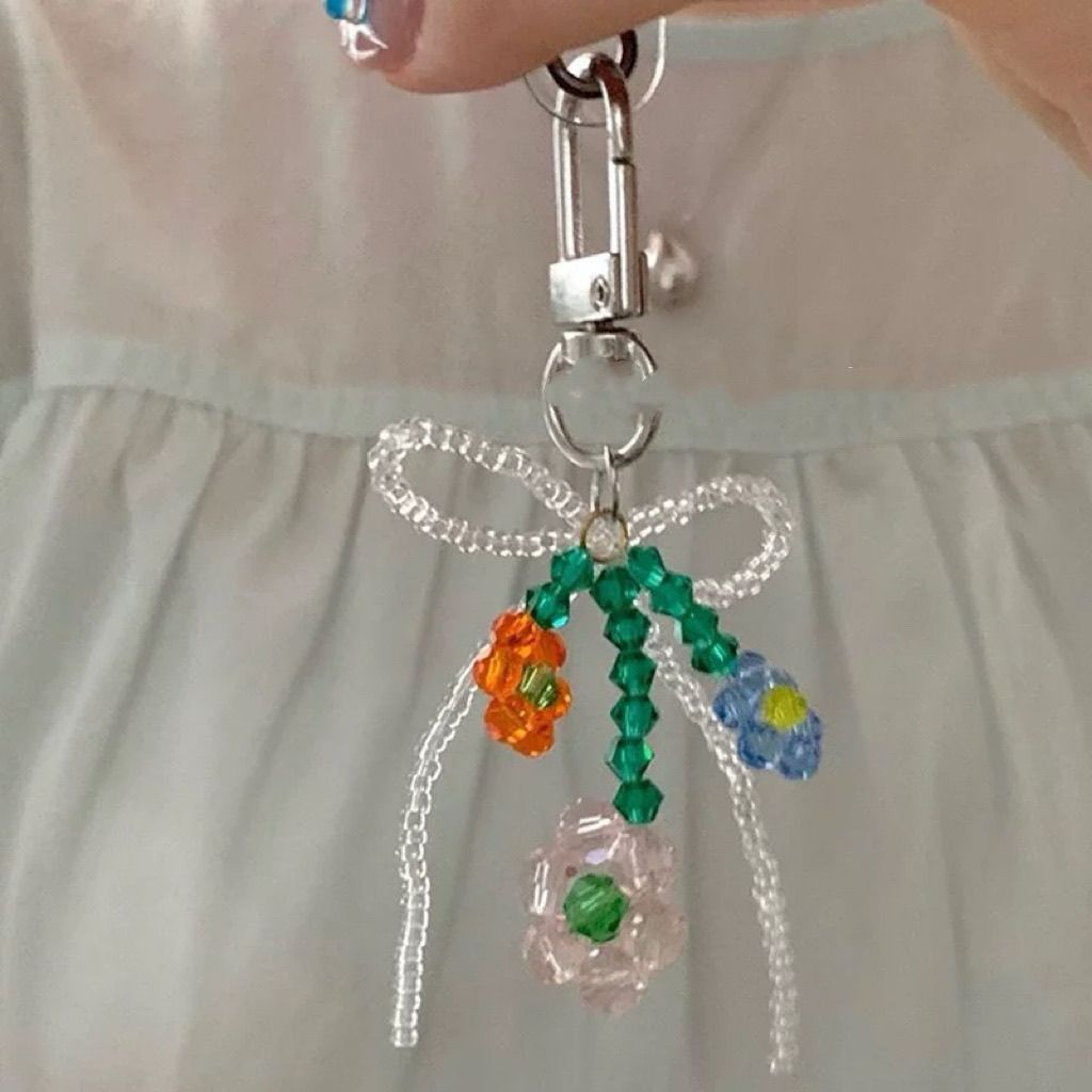 Decorative Beaded Flower Charm Keychain Kalsten