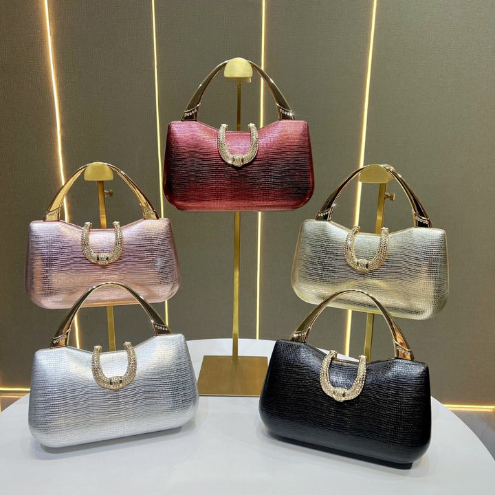 Crocodile-Effect Evening Handbag