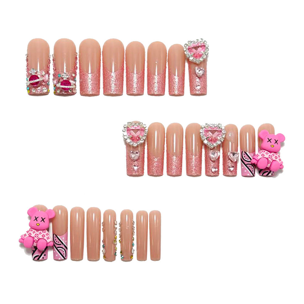 Artificial nail set with playful character motifs and glitter details Kalsten