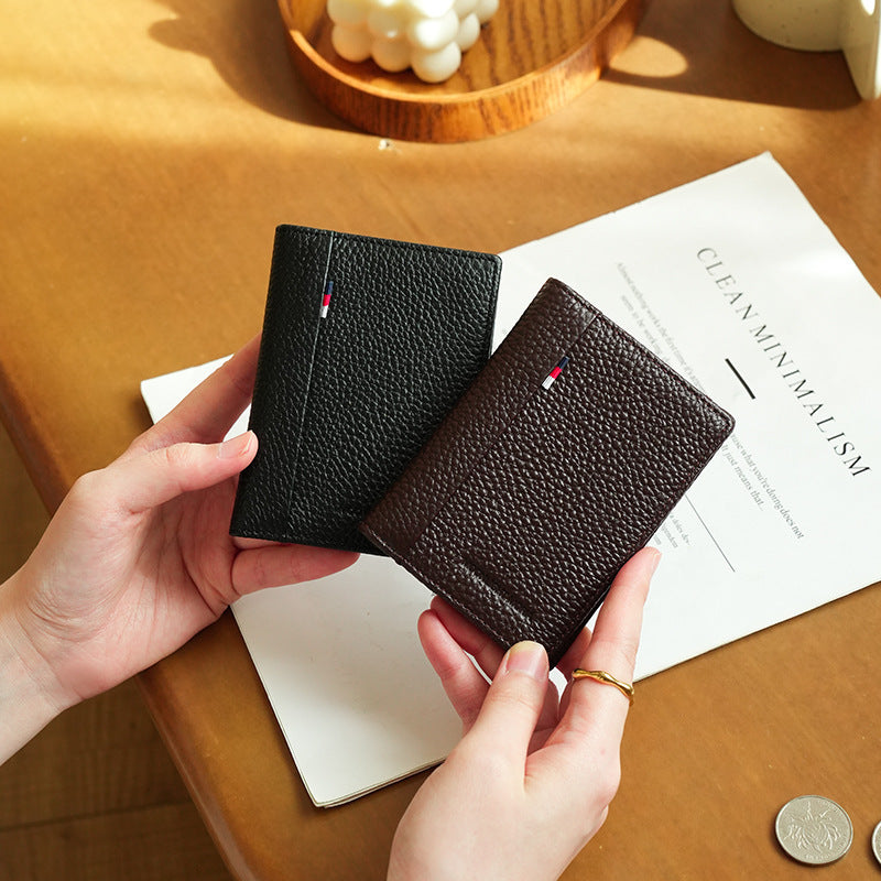 Compact Textured Leather Card Holder