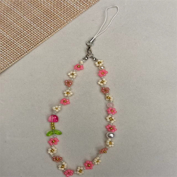 Floral Beaded Phone Strap Kalsten