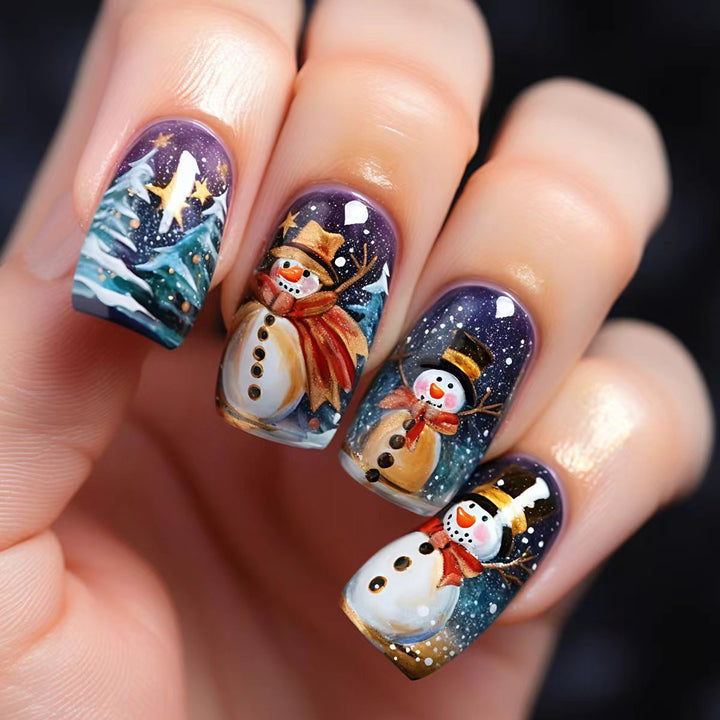 Holiday Themed Snowman Nail Art Kalsten