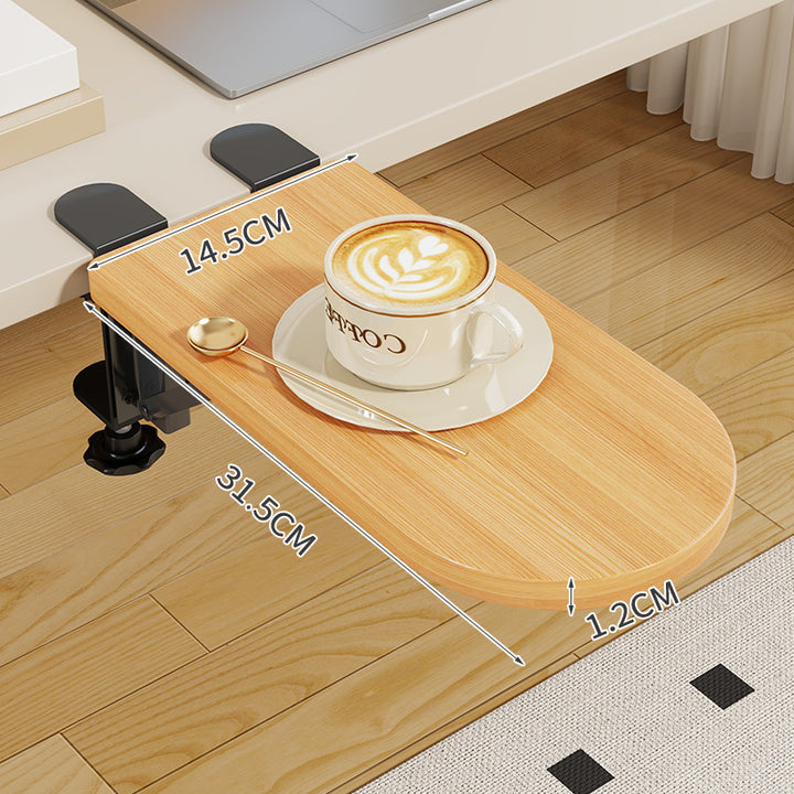 Clip-On Bamboo Folding Cup and Snack Side Table with Adjustable Swivel Clamp