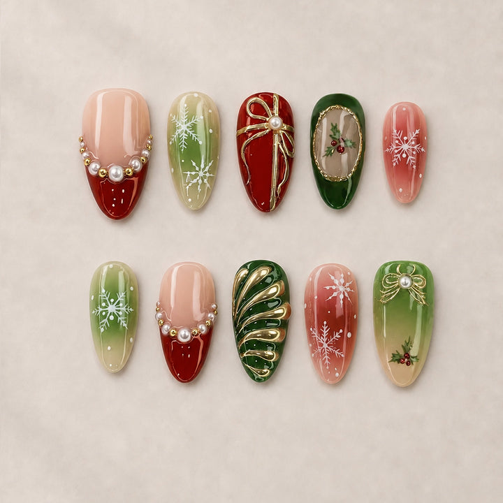 Festive artificial nails with Christmas motifs Kalsten