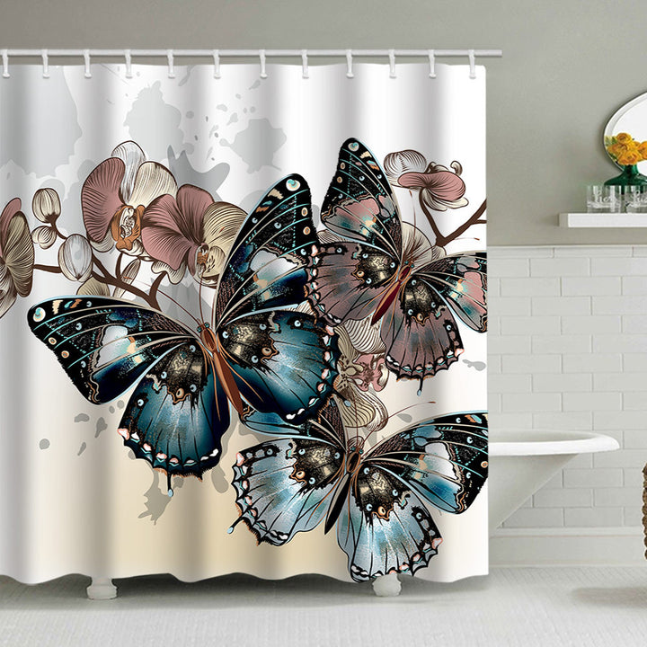Butterfly-Inspired Floral Shower Curtain Kalsten