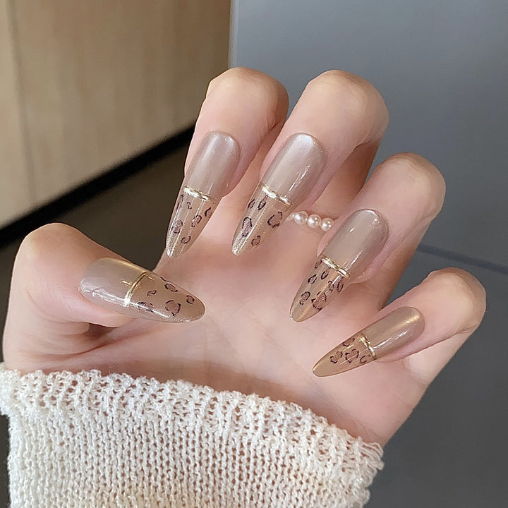 Elegant Long Press-On Nails Set with Artistic Tips Kalsten