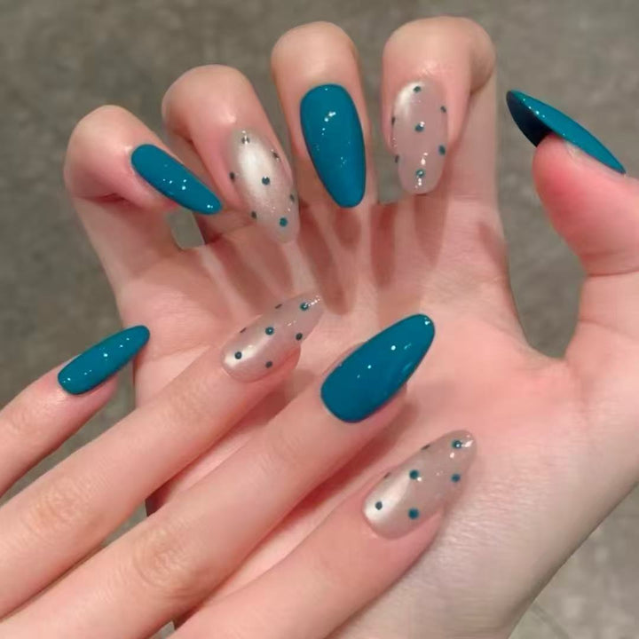 Elegant Press-On Nail Art Set with Jewel Accents Kalsten