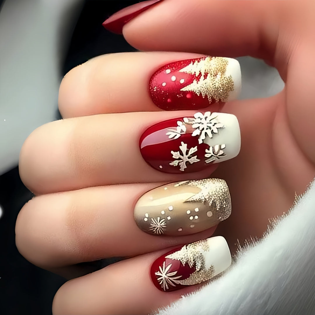 Festive artificial nails in Christmas design Kalsten
