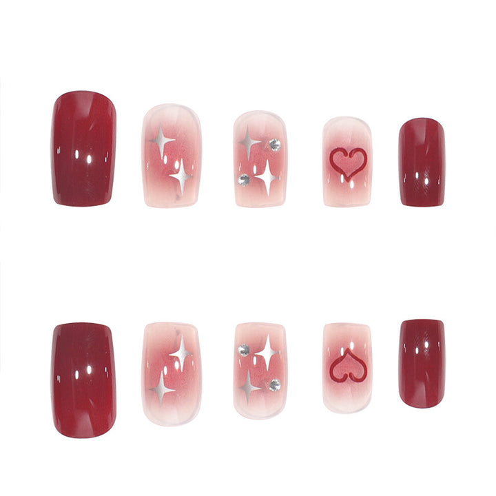 Artistic Stiletto Press-On Nail Set with Heart and Star Accents Kalsten