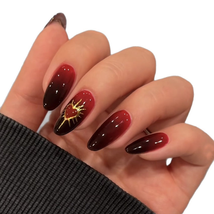 Artificial Nail Set with Glamorous Heart and Sun Motif Kalsten